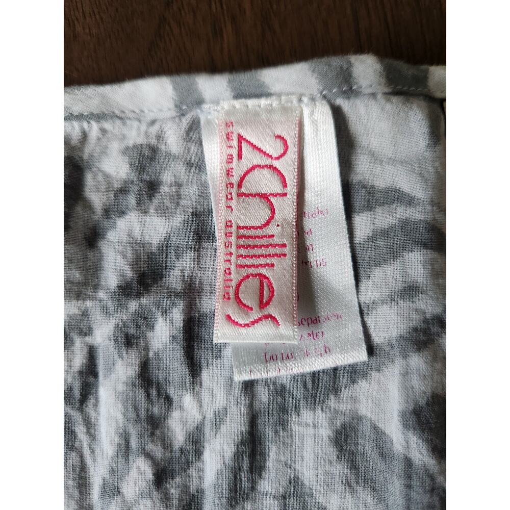 2chillies Australia Swimwear Cover Up Dress Gray Zebra Tie Dye 100% Cotton M - Picture 6 of 7